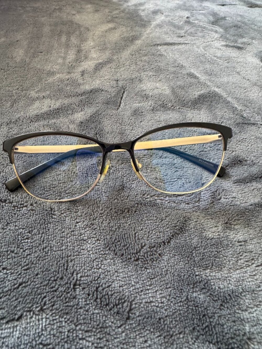 Versace Blue Light Glasses Black Gold Semi Rimless Cat Eye Medusa Frames Italy